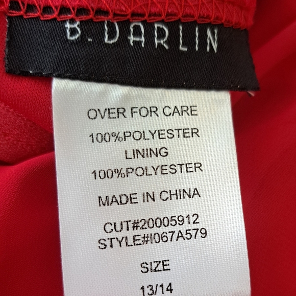 Junior Size 13/14 B. Darlin Formal Dress Tomatoe Red High Low Hem Pageant Wed - Picture 3 of 6